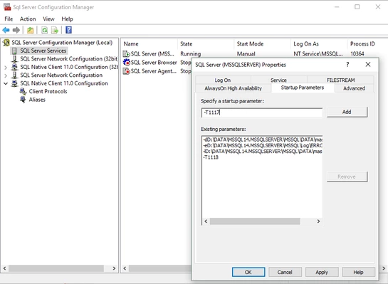 Enabling TF1118 in SQL Server Configuration